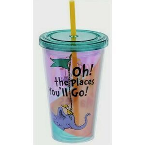 Dr Seuss Tumbler Travel Cup  w/ Quotes Oh The Places You'll Go